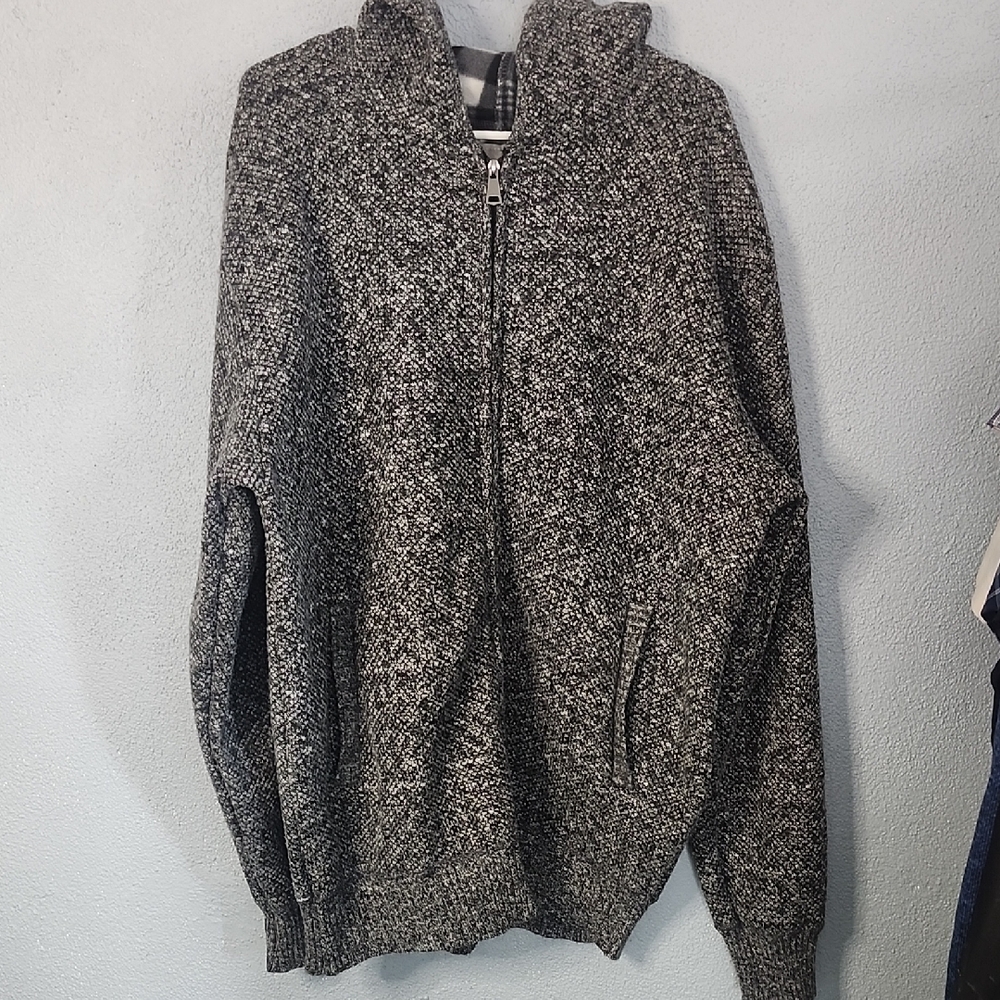 Men's Knit Full-Zip Sweater Hoodie in Charcoal